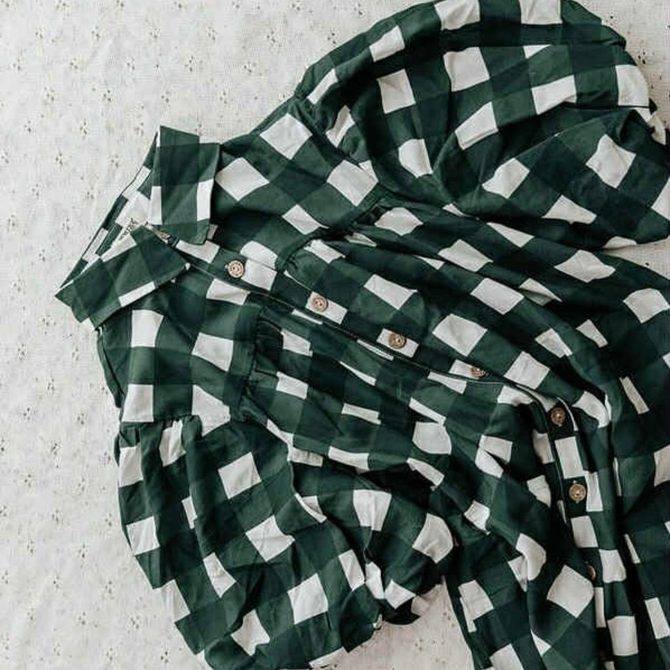 Ladies Green Gingham Dress