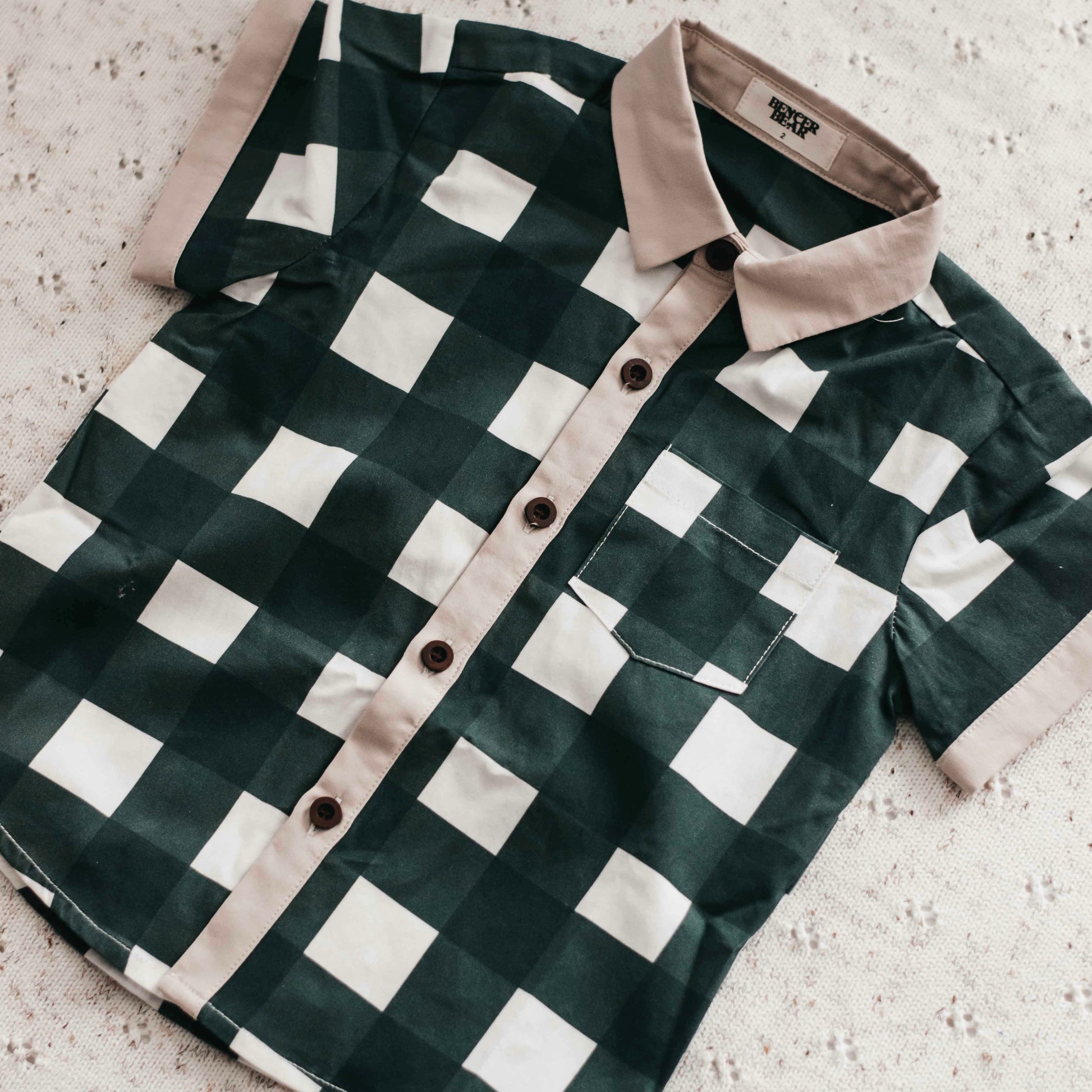 Boys Green Gingham Collared Shirt