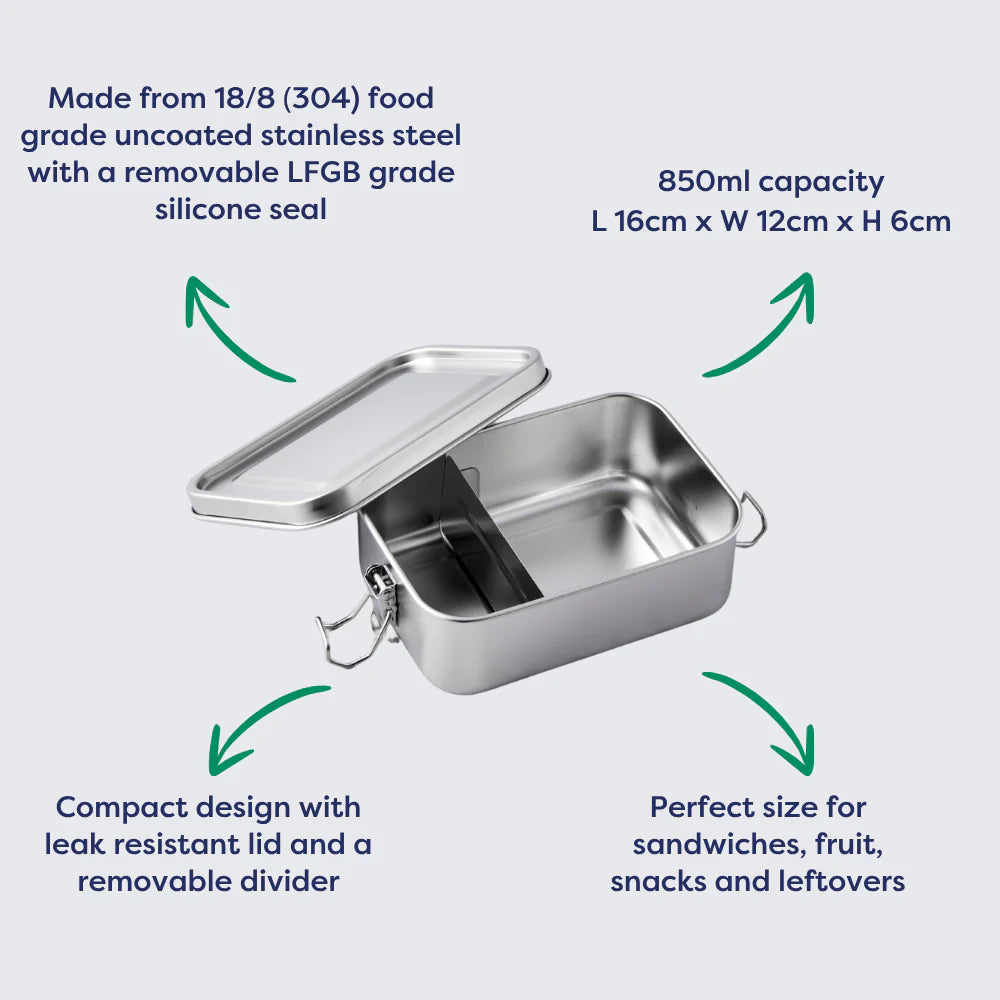 Stainless Steel Lunchbox- Rectangle 850ml