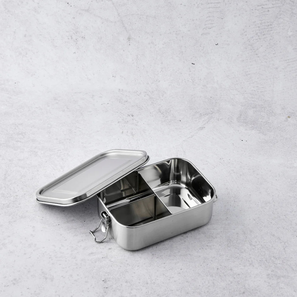 Stainless Steel Lunch Box- Rectangle with 3 Compartments 800ml